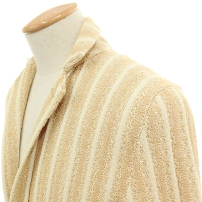 【中古】ラルディーニ LARDINI コットンナイロン ストライプ 2B ニットジャケット ベージュxアイボリー【サイズXS】【 状態ランクC 】【 メンズ 】