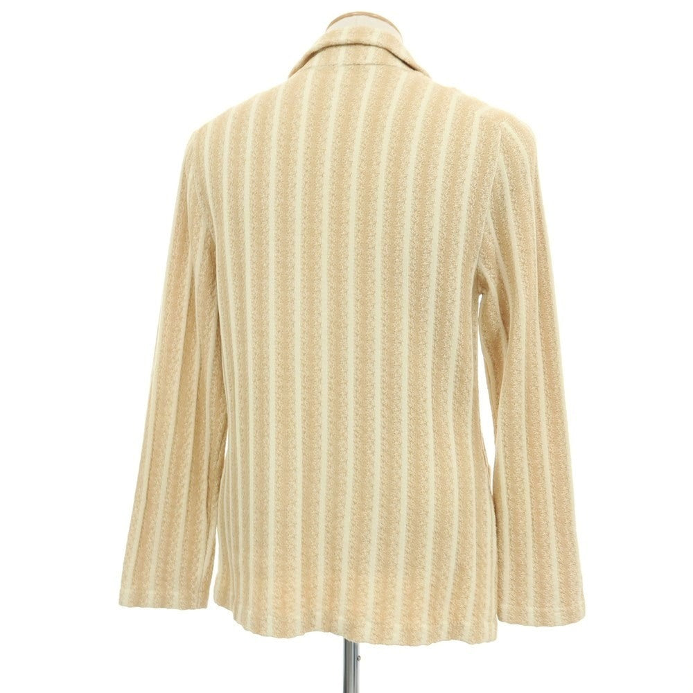 【中古】ラルディーニ LARDINI コットンナイロン ストライプ 2B ニットジャケット ベージュxアイボリー【サイズXS】【 状態ランクC 】【 メンズ 】