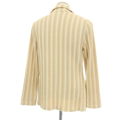 【中古】ラルディーニ LARDINI コットンナイロン ストライプ 2B ニットジャケット ベージュxアイボリー【サイズXS】【 状態ランクC 】【 メンズ 】