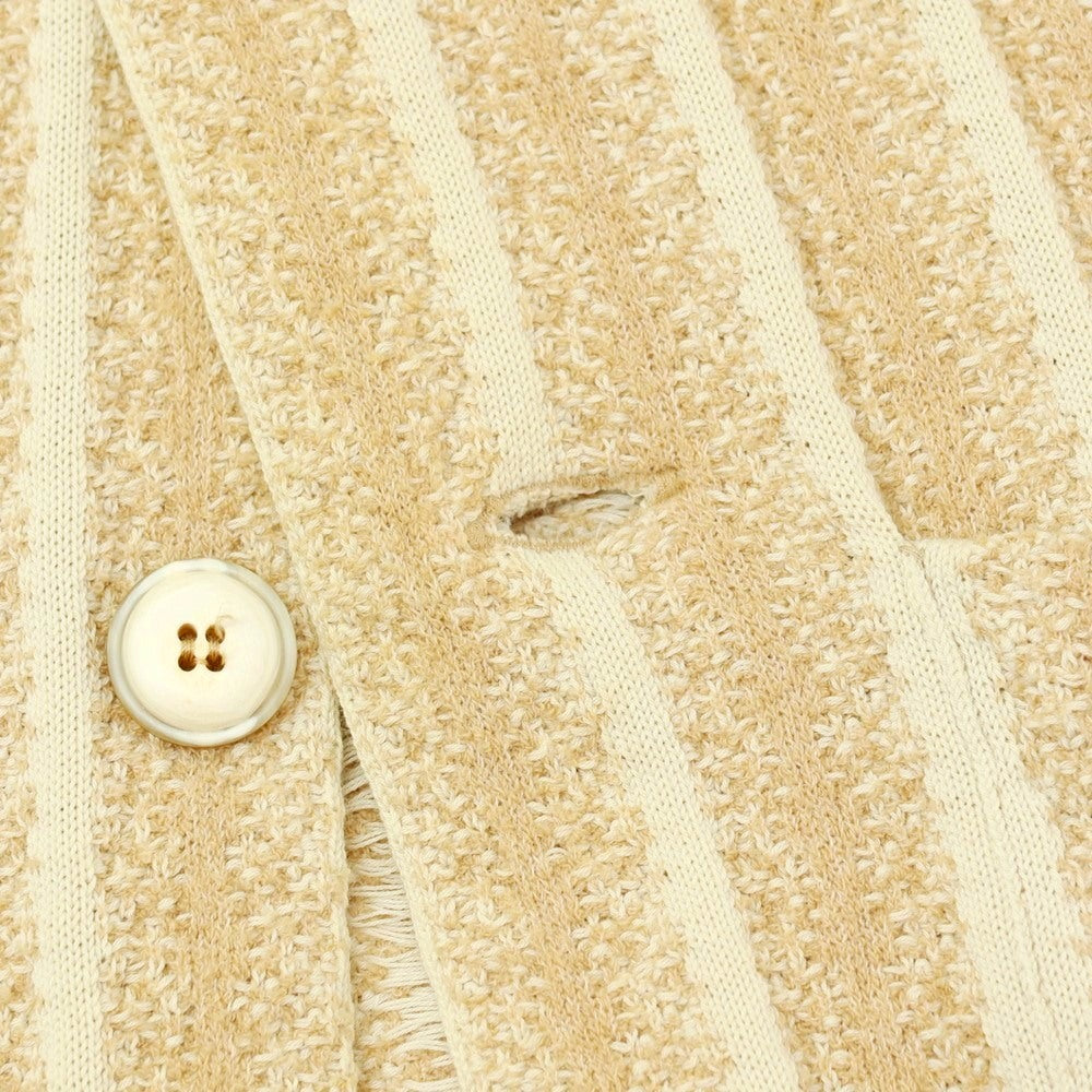 【中古】ラルディーニ LARDINI コットンナイロン ストライプ 2B ニットジャケット ベージュxアイボリー【サイズXS】【 状態ランクC 】【 メンズ 】