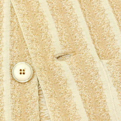 【中古】ラルディーニ LARDINI コットンナイロン ストライプ 2B ニットジャケット ベージュxアイボリー【サイズXS】【 状態ランクC 】【 メンズ 】