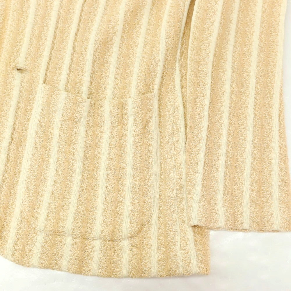 【中古】ラルディーニ LARDINI コットンナイロン ストライプ 2B ニットジャケット ベージュxアイボリー【サイズXS】【 状態ランクC 】【 メンズ 】