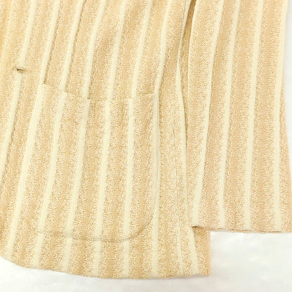 【中古】ラルディーニ LARDINI コットンナイロン ストライプ 2B ニットジャケット ベージュxアイボリー【サイズXS】【 状態ランクC 】【 メンズ 】