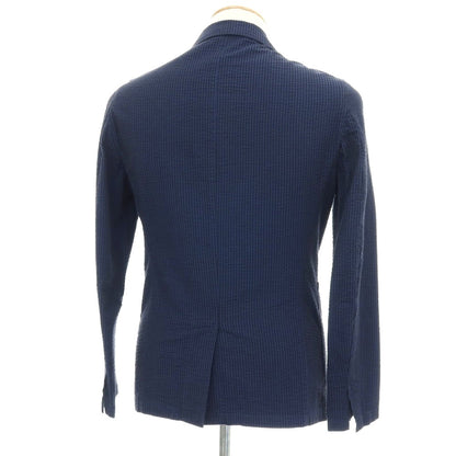 【中古】ジャンネット giannetto コットン サッカー ストライプ 2B カジュアルジャケット ネイビー【サイズ42】【 状態ランクC 】【 メンズ 】