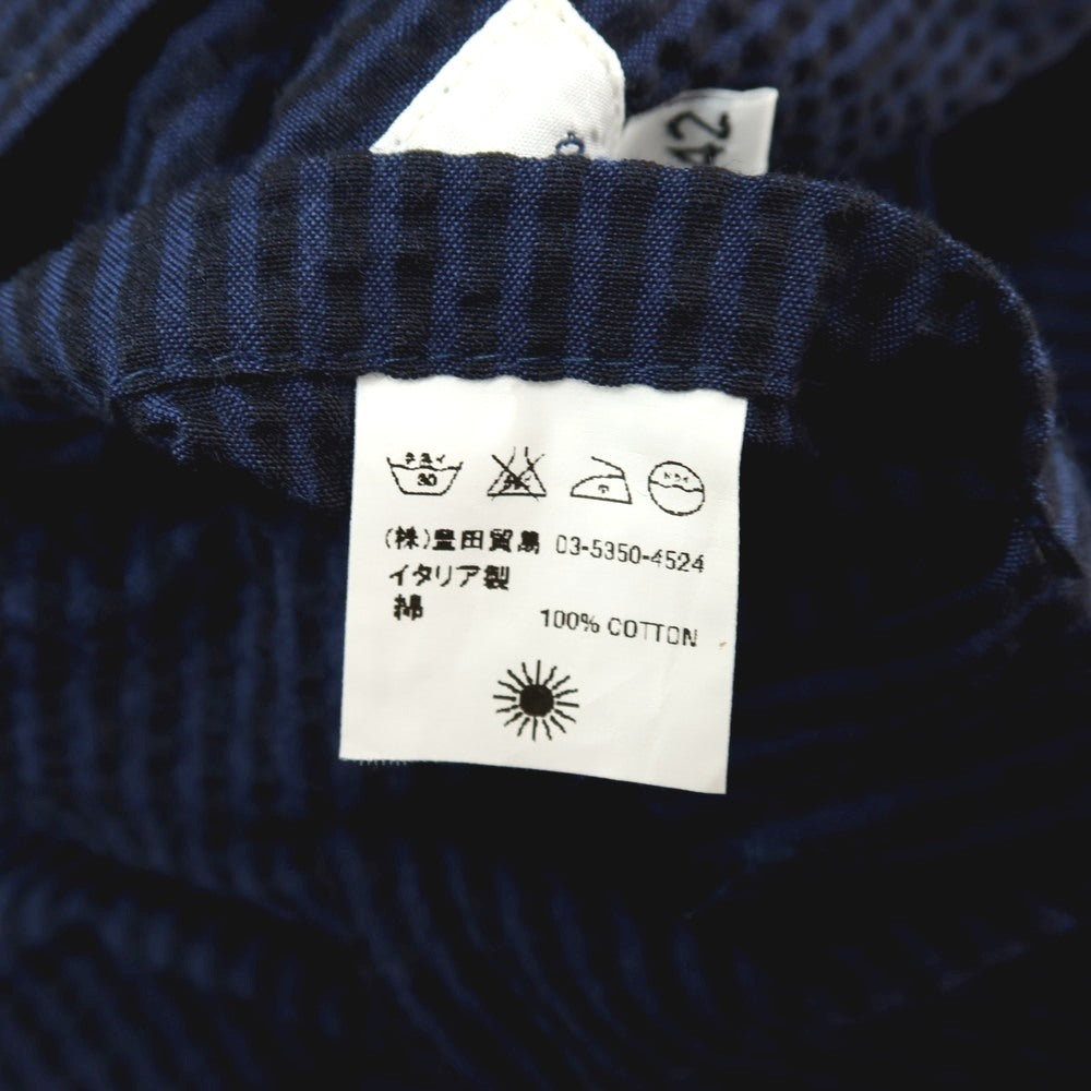 【中古】ジャンネット giannetto コットン サッカー ストライプ 2B カジュアルジャケット ネイビー【サイズ42】【 状態ランクC 】【 メンズ 】