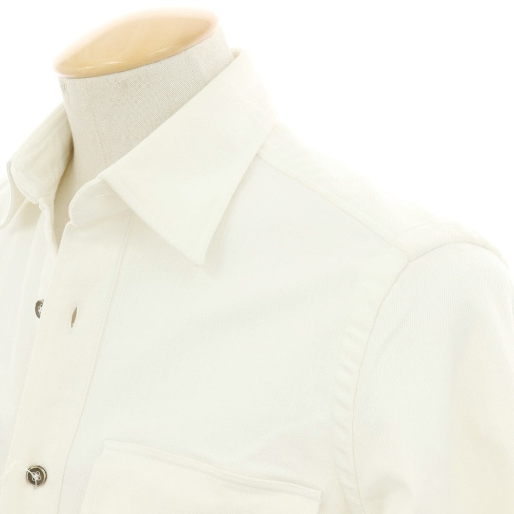 【中古】ジャンネット giannetto WASHING DIVISION コットン レギュラーカラー カジュアルシャツ オフホワイト【 サイズXS 】【 状態ランクC 】【 メンズ 】 [APD]