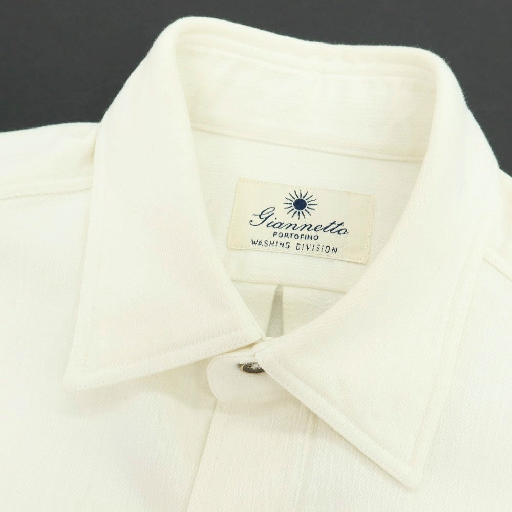 【中古】ジャンネット giannetto WASHING DIVISION コットン レギュラーカラー カジュアルシャツ オフホワイト【 サイズXS 】【 状態ランクC 】【 メンズ 】 [APD]