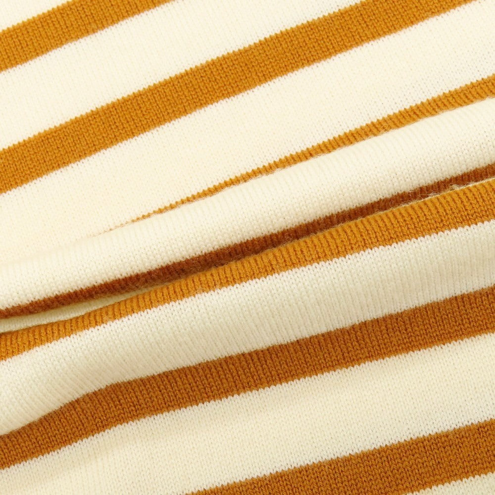 【中古】ジョンスメドレー JOHN SMEDLEY ウール ボーダー タートルネック プルオーバーニット アイボリーxオレンジブラウン【 M 】【 状態ランクC 】【 メンズ 】