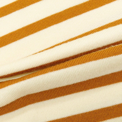 【中古】ジョンスメドレー JOHN SMEDLEY ウール ボーダー タートルネック プルオーバーニット アイボリーxオレンジブラウン【 M 】【 状態ランクC 】【 メンズ 】