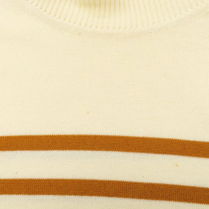 【中古】ジョンスメドレー JOHN SMEDLEY ウール ボーダー タートルネック プルオーバーニット アイボリーxオレンジブラウン【 M 】【 状態ランクC 】【 メンズ 】