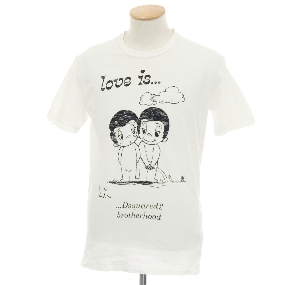 【中古】ディースクエアード DSQUARED2 コットン クルーネック 半袖Ｔシャツ ホワイト【サイズXS】【 状態ランクC 】【 メンズ 】