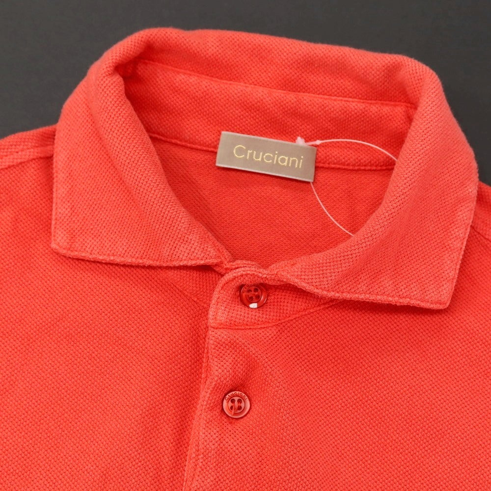 【中古】クルチアーニ CRUCIANI コットン 鹿の子 半袖ポロシャツ レッド【サイズ46】【 状態ランクC 】【 メンズ 】
