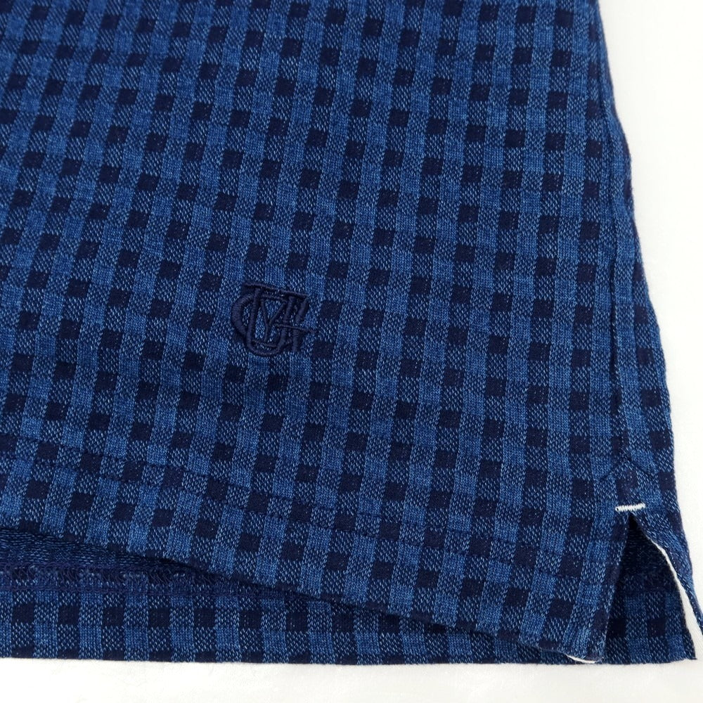 【中古】ギローバー GUY ROVER コットン チェック 半袖ポロシャツ ネイビー【サイズXS】【 状態ランクC 】【 メンズ 】