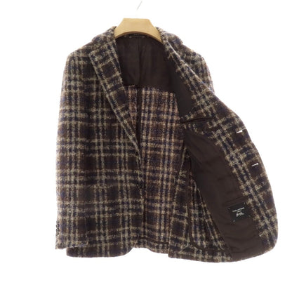 【中古】タリアトーレ TAGLIATORE ウールモヘアアルパカ チェック テーラードジャケット ブラウンxベージュ【 46 】【 状態ランクB 】【 メンズ 】