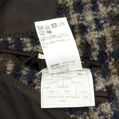 【中古】タリアトーレ TAGLIATORE ウールモヘアアルパカ チェック テーラードジャケット ブラウンxベージュ【 46 】【 状態ランクB 】【 メンズ 】