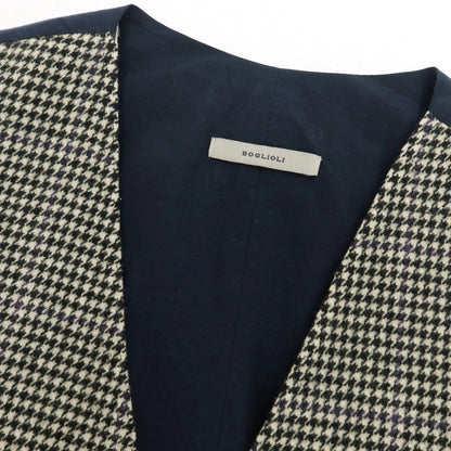 【中古】ボリオリ BOGLIOLI ウールナイロンカシミヤ カジュアル系ジレ ベスト アイボリーxブラック【 46 】【 状態ランクB 】【 メンズ 】