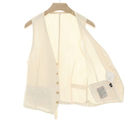 【中古】エルビーエム1911 L.B.M.1911 コットンリネン カジュアル系ジレ ベスト オフホワイト【サイズ48 R】【 状態ランクB 】【 メンズ 】