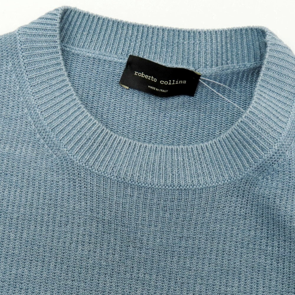 【中古】ロベルトコリーナ ROBERTO COLLINA ウール クルーネック プルオーバーニット ライトブルー【 48 】【 状態ランクB 】【 メンズ 】