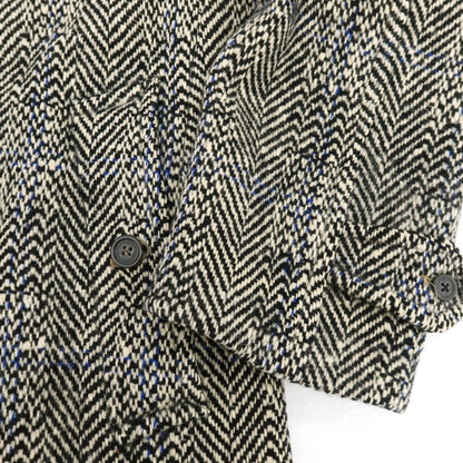【中古】バーバリーズ Burberrys アイリッシュツイード ヘリンボーン ステンカラーコート ブラックxホワイト【 表記なし（S位） 】【 状態ランクC 】【 メンズ 】