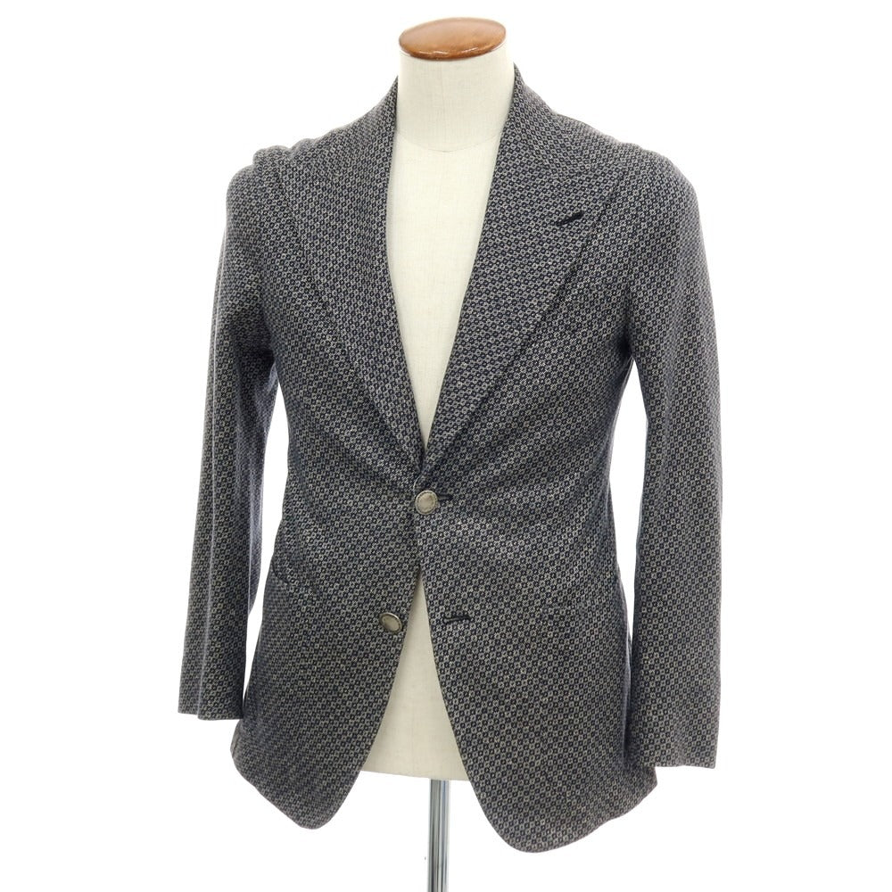 【中古】タリアトーレ TAGLIATORE ピーノライン ピーノレラリオ コットンリネンナイロン ジャージー 2B テーラードジャケット ネイビーxホワイト【サイズ表記なし（M位）】【 状態ランクC 】【 メンズ 】