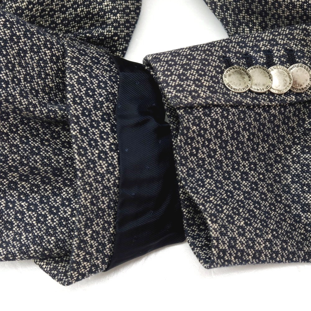 【中古】タリアトーレ TAGLIATORE ピーノライン ピーノレラリオ コットンリネンナイロン ジャージー 2B テーラードジャケット ネイビーxホワイト【サイズ表記なし（M位）】【 状態ランクC 】【 メンズ 】