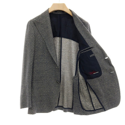 【中古】タリアトーレ TAGLIATORE ピーノライン ピーノレラリオ コットンリネンナイロン ジャージー 2B テーラードジャケット ネイビーxホワイト【サイズ表記なし（M位）】【 状態ランクC 】【 メンズ 】