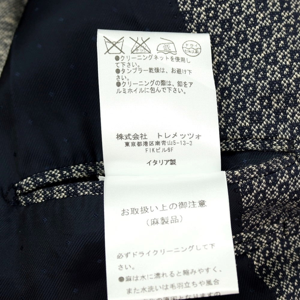 【中古】タリアトーレ TAGLIATORE ピーノライン ピーノレラリオ コットンリネンナイロン ジャージー 2B テーラードジャケット ネイビーxホワイト【サイズ表記なし（M位）】【 状態ランクC 】【 メンズ 】