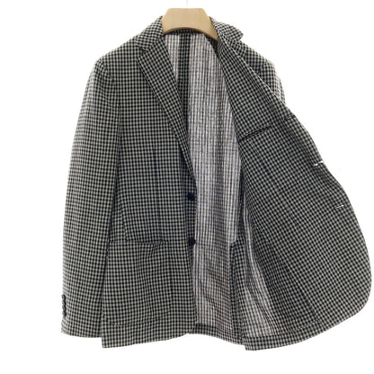 【中古】ラルディーニ LARDINI リネンウール チェック 3B カジュアルジャケット グレーxブラック【サイズ46】【 状態ランクC 】【 メンズ 】
