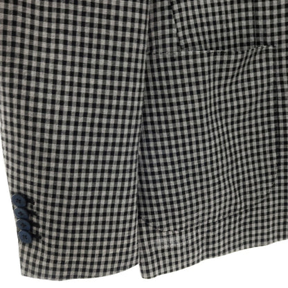 【中古】ラルディーニ LARDINI リネンウール チェック 3B カジュアルジャケット グレーxブラック【サイズ46】【 状態ランクC 】【 メンズ 】
