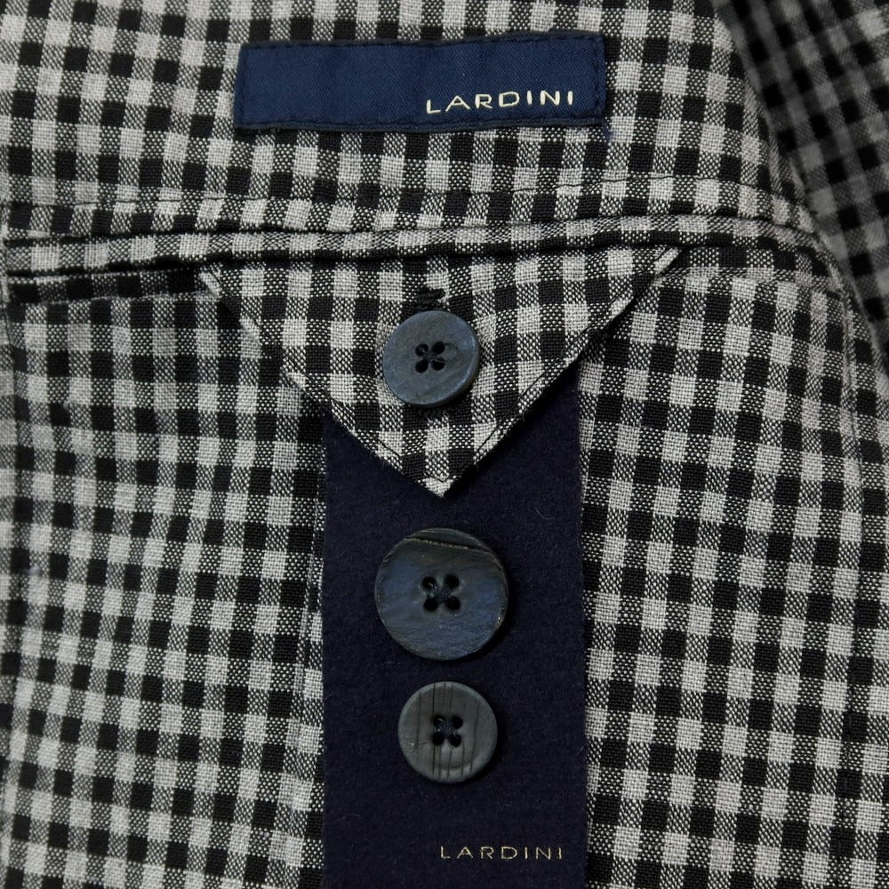 【中古】ラルディーニ LARDINI リネンウール チェック 3B カジュアルジャケット グレーxブラック【サイズ46】【 状態ランクC 】【 メンズ 】