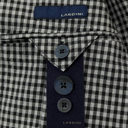 【中古】ラルディーニ LARDINI リネンウール チェック 3B カジュアルジャケット グレーxブラック【サイズ46】【 状態ランクC 】【 メンズ 】