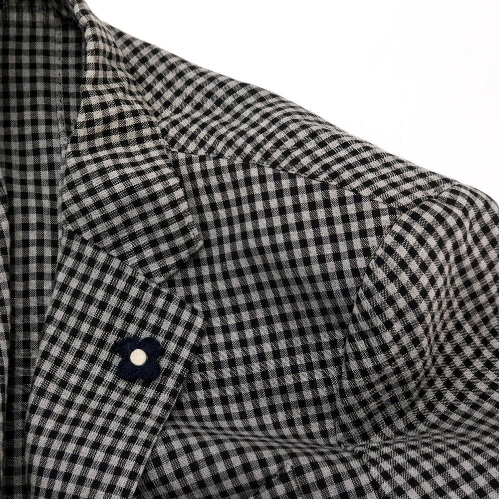 【中古】ラルディーニ LARDINI リネンウール チェック 3B カジュアルジャケット グレーxブラック【サイズ46】【 状態ランクC 】【 メンズ 】