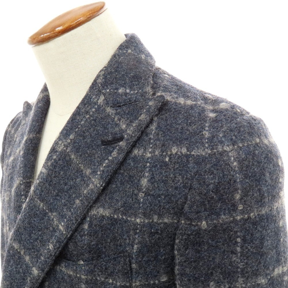 【中古】ラルディーニ LARDINI ウールモヘア ダブル テーラードジャケット グレイッシュネイビー【 46 】【 状態ランクA 】【 メンズ 】