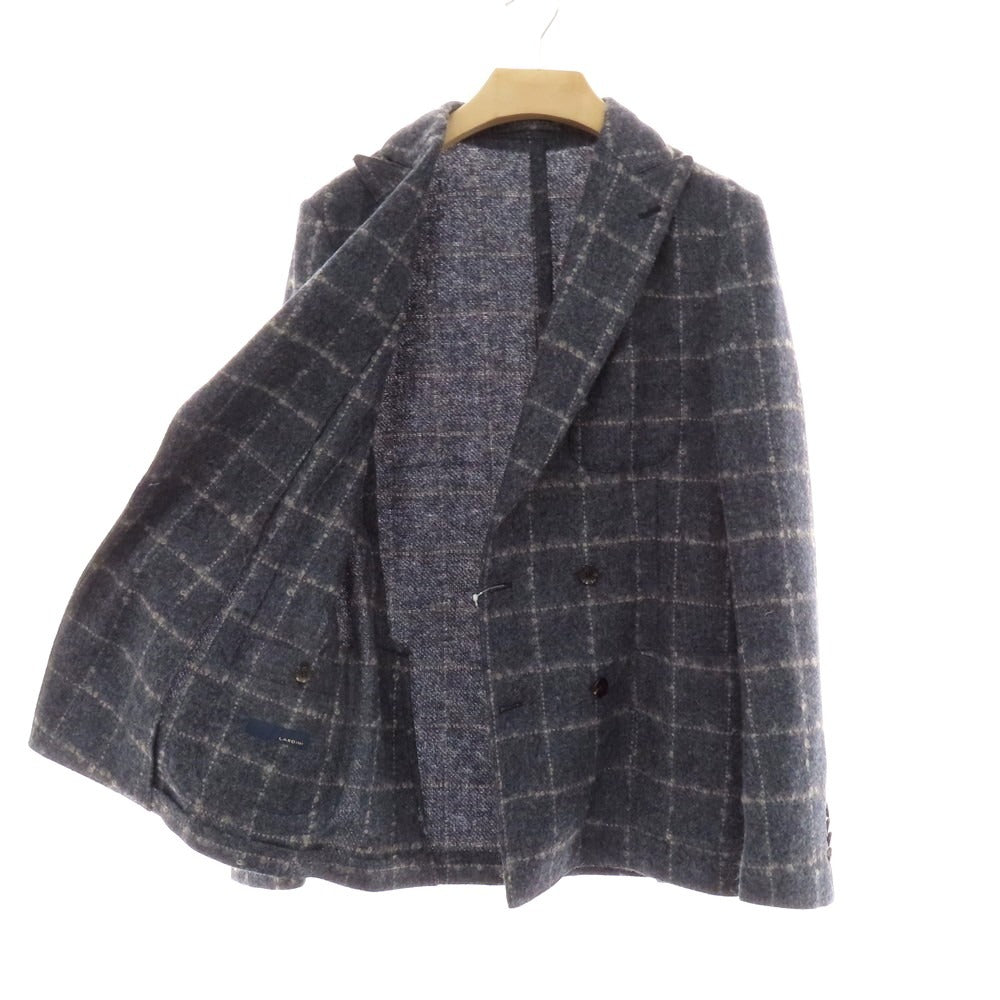 【中古】ラルディーニ LARDINI ウールモヘア ダブル テーラードジャケット グレイッシュネイビー【サイズ46】【 状態ランクA 】【 メンズ 】[BPD]