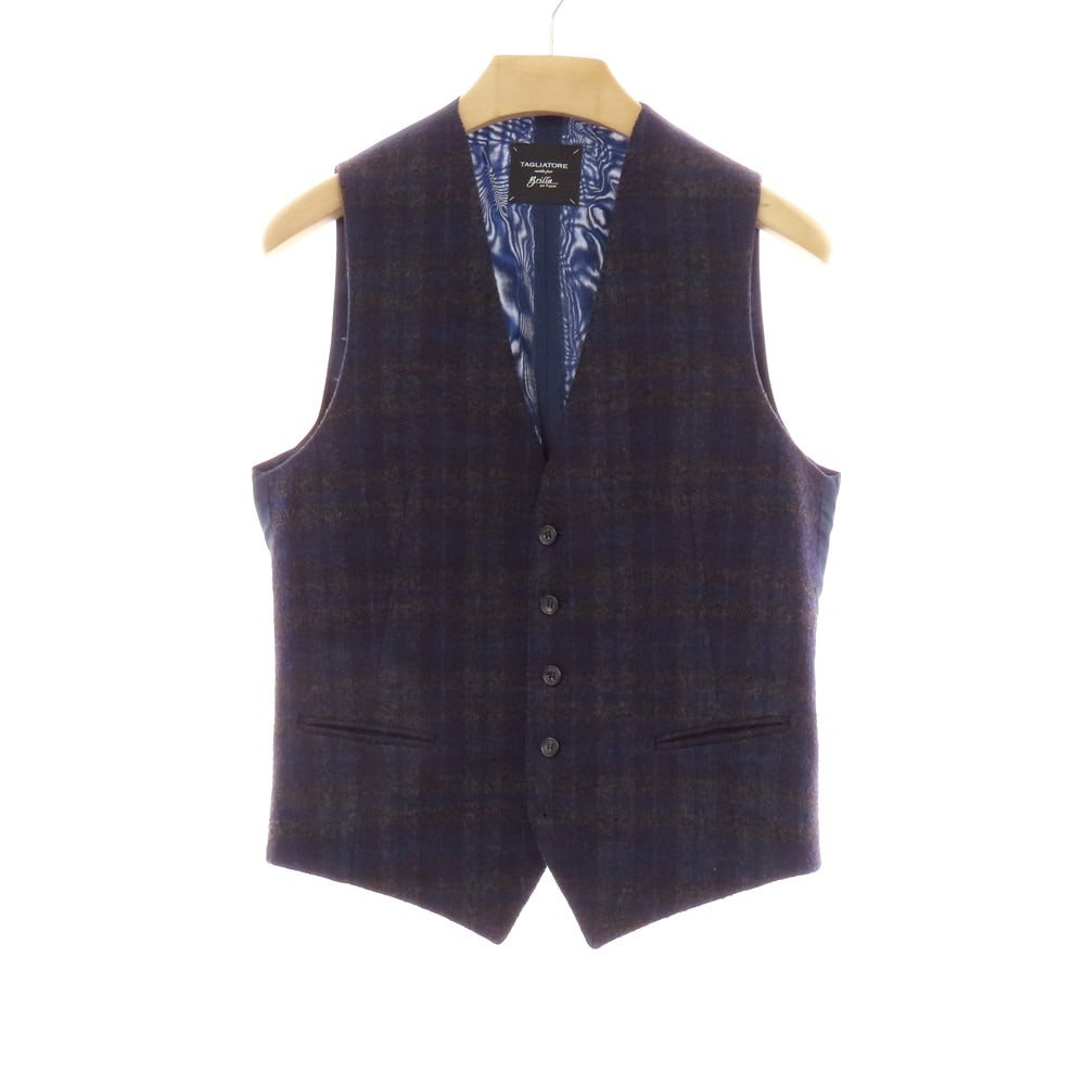 【中古】タリアトーレ TAGLIATORE ツーピース ウール チェック テーラードジャケット ネイビー×グレー【 46 】【 状態ランクB 】【 メンズ 】