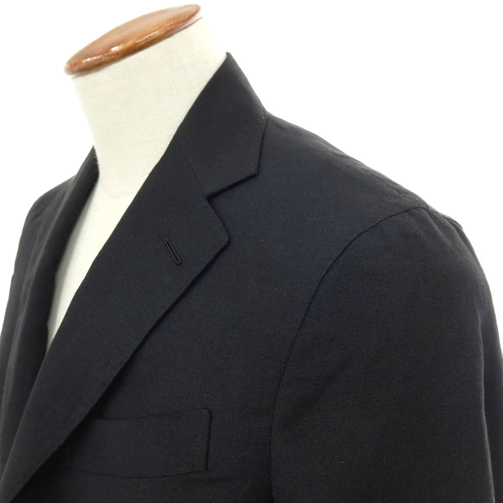 【中古】【未使用】カルーゾ CARUSO リネンウール 3B テーラードジャケット ブラック【 サイズ46 】【 状態ランクS 】【 メンズ 】 [BPD]