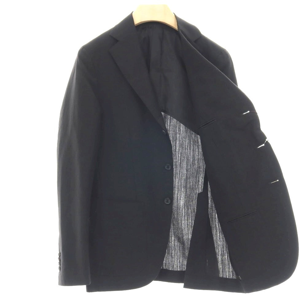 【中古】【未使用】カルーゾ CARUSO リネンウール 3B テーラードジャケット ブラック【 46 】【 状態ランクS 】【 メンズ 】[APD]