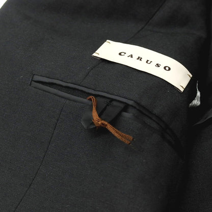 【中古】【未使用】カルーゾ CARUSO リネンウール 3B テーラードジャケット ブラック【 46 】【 状態ランクS 】【 メンズ 】[APD]