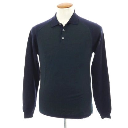 【中古】【未使用】ザノーネ ZANONE ハイゲージ フレックスウールナイロン 長袖 ポロニット グリーンxネイビー【 48 】【 状態ランクS 】【 メンズ 】