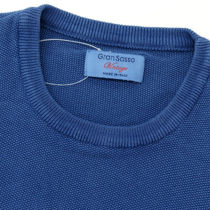 【中古】グランサッソ GRAN SASSO Vintage コットン クルーネック プルオーバーニット ブルー【サイズ46】【 状態ランクB 】【 メンズ 】