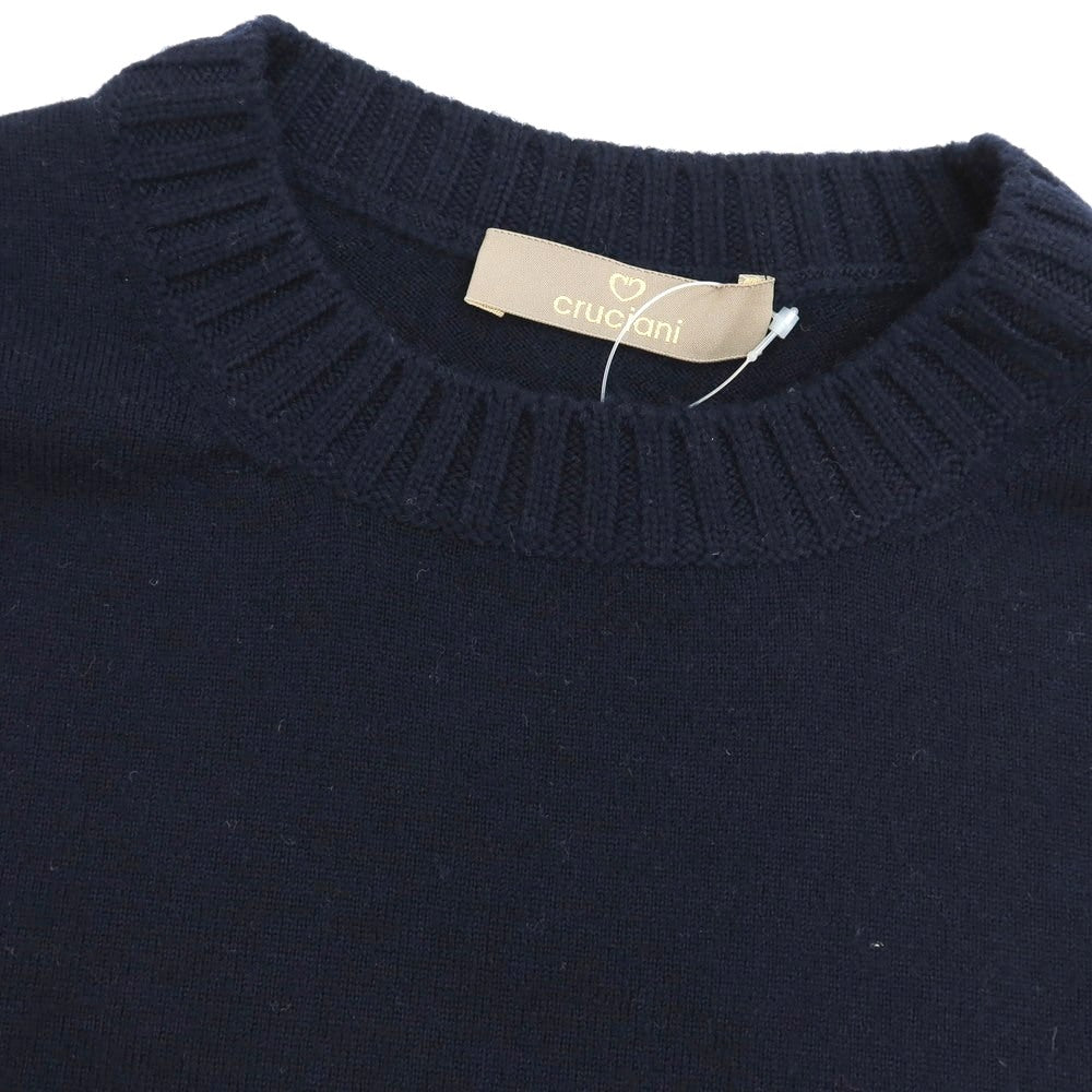 【中古】クルチアーニ CRUCIANI ハイゲージ ウール クルーネック プルオーバーニット ネイビー【 46 】【 状態ランクB 】【 メンズ 】