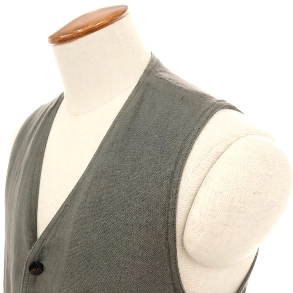 【中古】ラルディーニ LARDINI リネン カジュアル系ジレ ベスト グレー【サイズ46 REG】【 状態ランクB 】【 メンズ 】