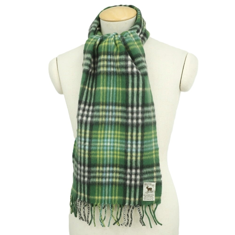 【中古】ヒルトップ HILLTOP ウールアンゴラ チェック マフラー グリーンxブラック【 状態ランクA 】【 メンズ 】