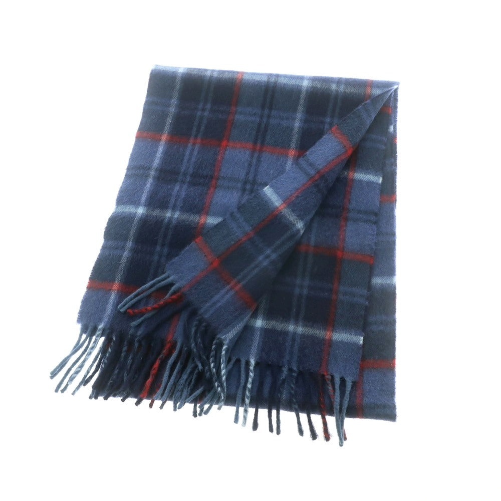 【中古】ヒルトップ HILLTOP ウールアンゴラ チェック マフラー ネイビー【 状態ランクA 】【 メンズ 】 [APD]