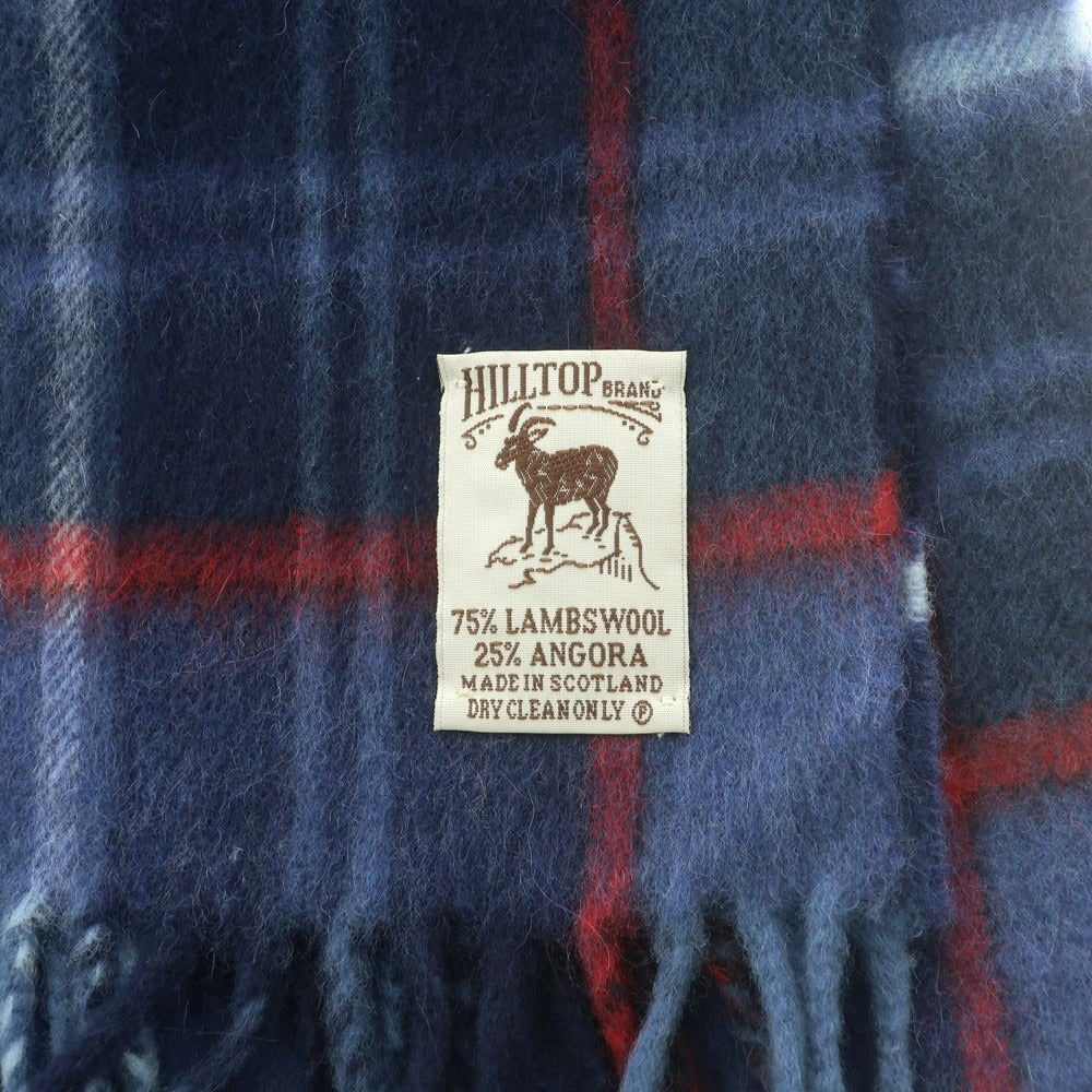 【中古】ヒルトップ HILLTOP ウールアンゴラ チェック マフラー ネイビー【 状態ランクA 】【 メンズ 】 [APD]