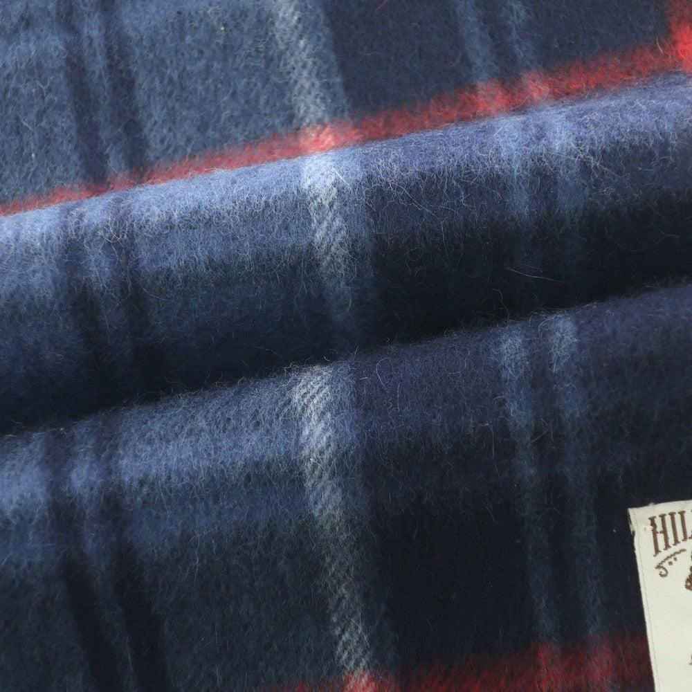 【中古】ヒルトップ HILLTOP ウールアンゴラ チェック マフラー ネイビー【 状態ランクA 】【 メンズ 】