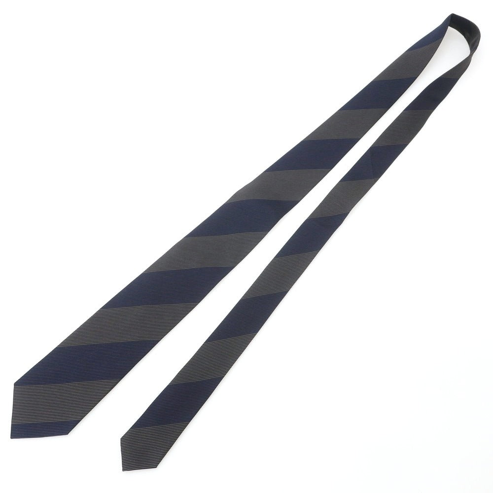 【中古】ニッキー nicky シルク ストライプ柄ネクタイ ネイビーxグレー【 状態ランクA 】【 メンズ 】