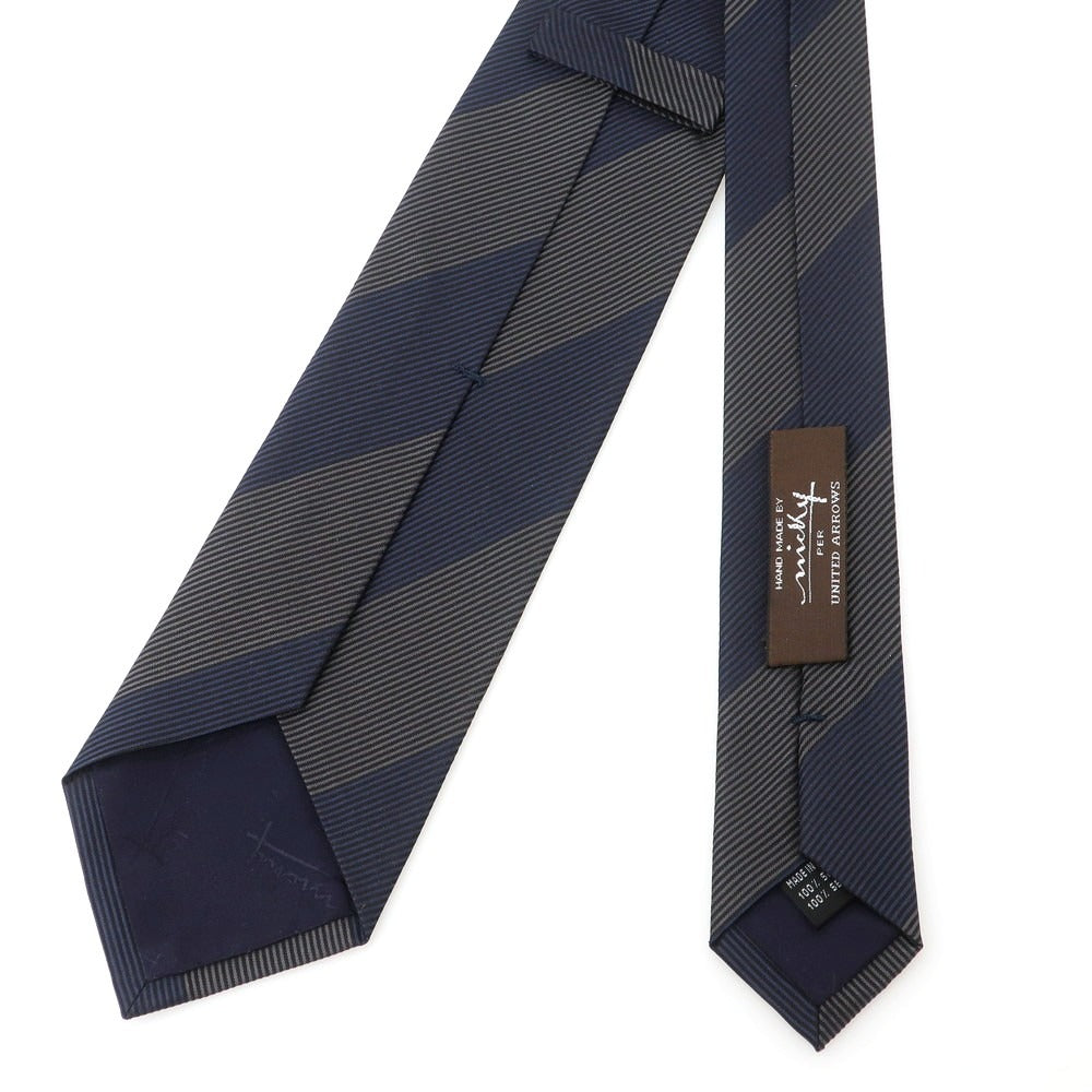 【中古】ニッキー nicky シルク ストライプ柄ネクタイ ネイビーxグレー【 状態ランクA 】【 メンズ 】