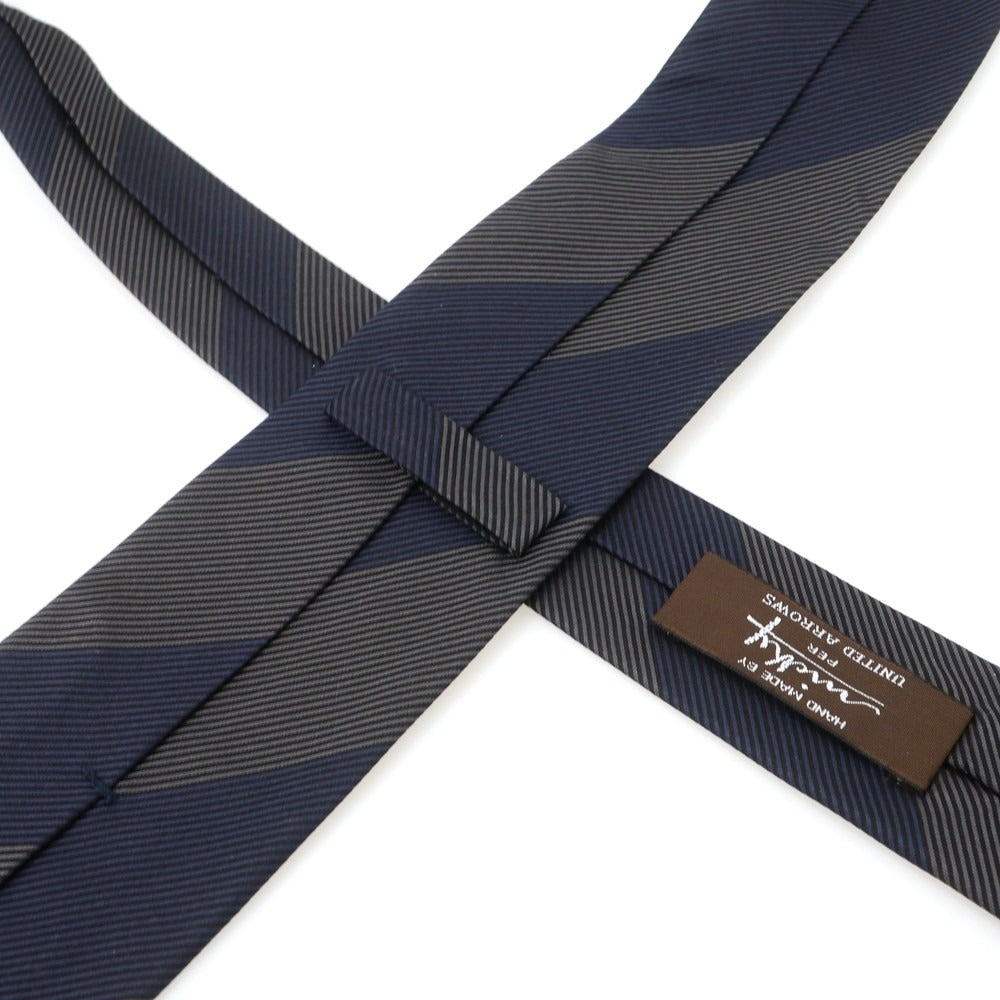【中古】ニッキー nicky シルク ストライプ柄ネクタイ ネイビーxグレー【 状態ランクA 】【 メンズ 】