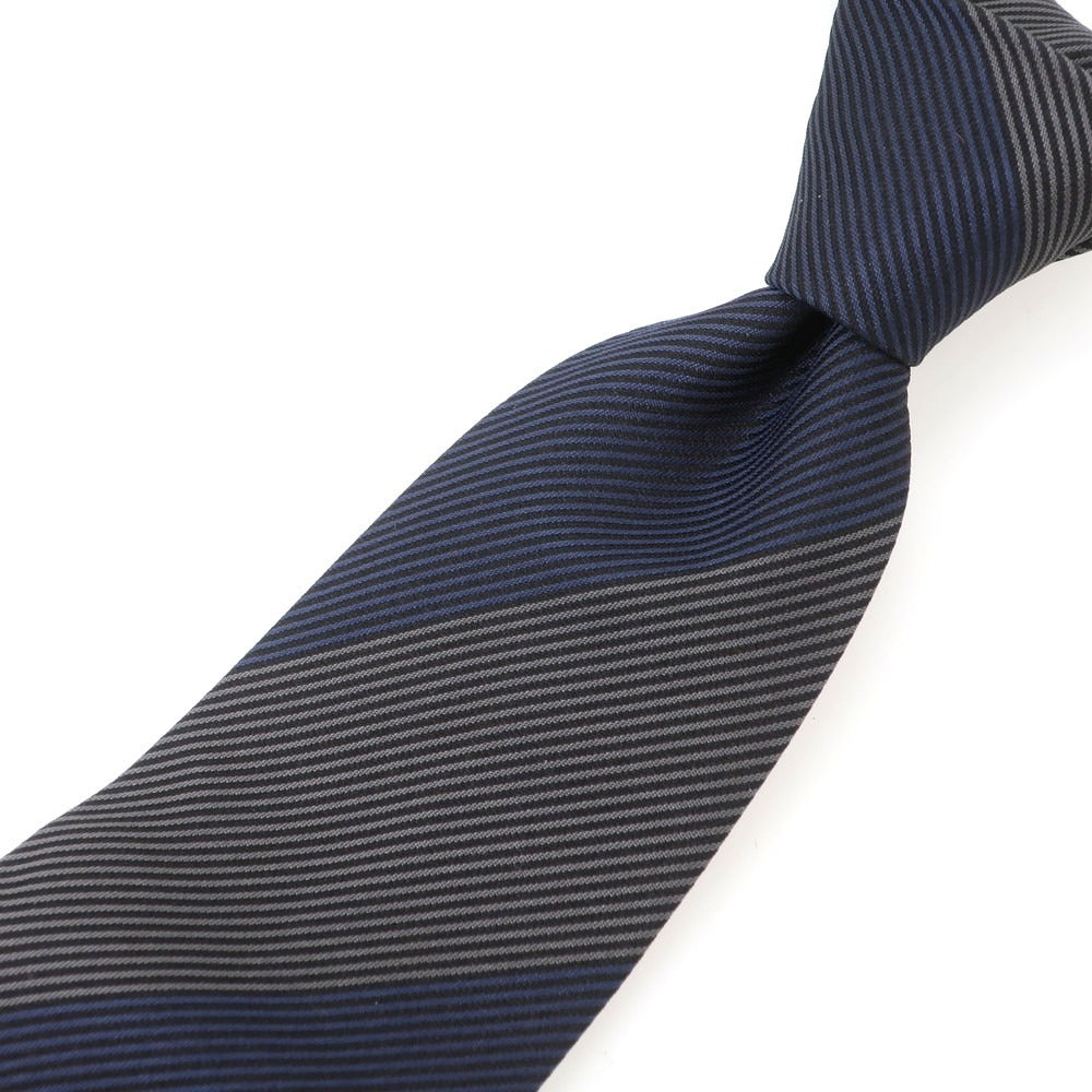 【中古】ニッキー nicky シルク ストライプ柄ネクタイ ネイビーxグレー【 状態ランクA 】【 メンズ 】